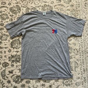 Gildan Gray T-Shirt with Red and Blue Graphic